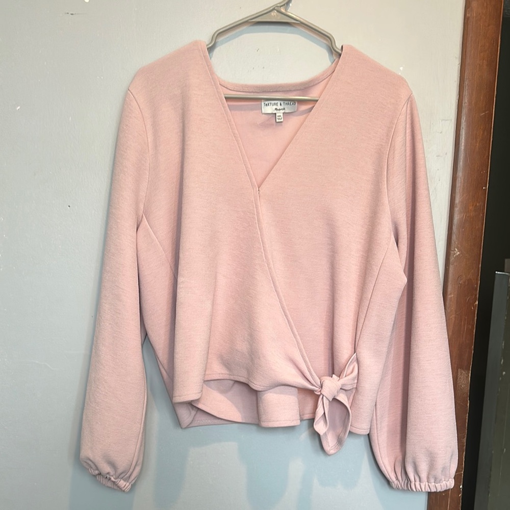 Pink Wrap Sweater with Tie Detail